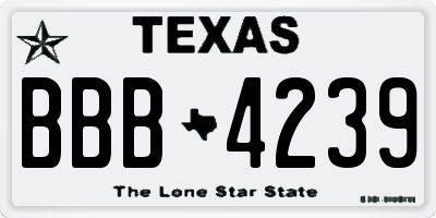TX license plate BBB4239
