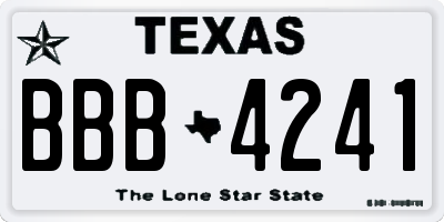 TX license plate BBB4241