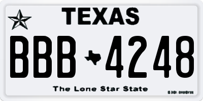 TX license plate BBB4248