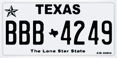 TX license plate BBB4249