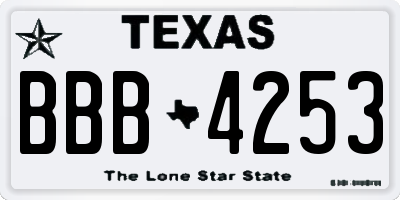 TX license plate BBB4253