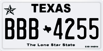 TX license plate BBB4255