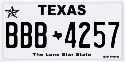 TX license plate BBB4257