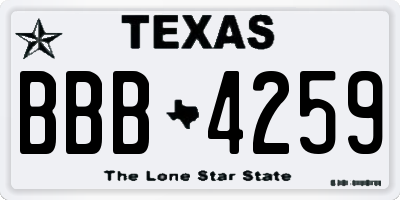 TX license plate BBB4259