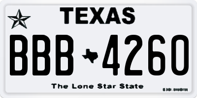 TX license plate BBB4260