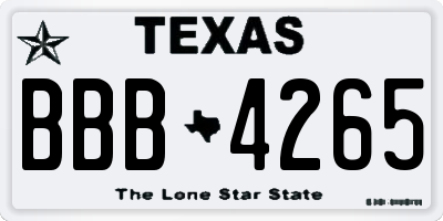 TX license plate BBB4265