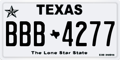 TX license plate BBB4277