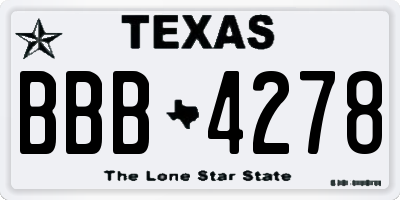 TX license plate BBB4278
