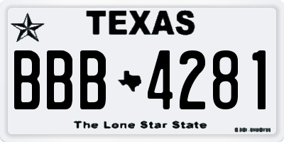 TX license plate BBB4281