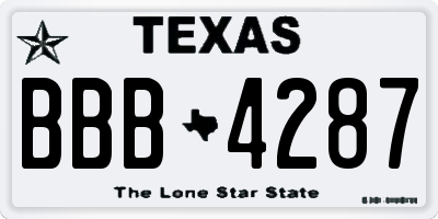 TX license plate BBB4287