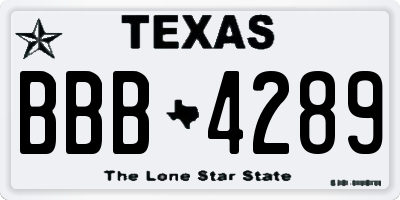 TX license plate BBB4289
