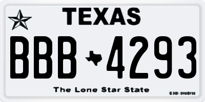 TX license plate BBB4293