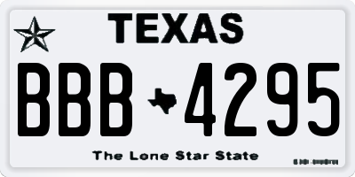 TX license plate BBB4295