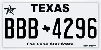 TX license plate BBB4296