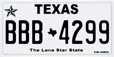 TX license plate BBB4299