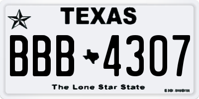 TX license plate BBB4307