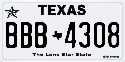 TX license plate BBB4308