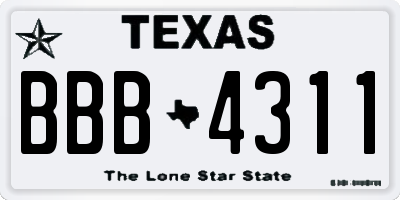 TX license plate BBB4311