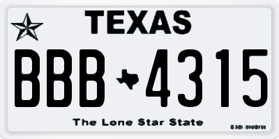 TX license plate BBB4315