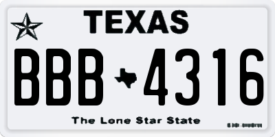 TX license plate BBB4316