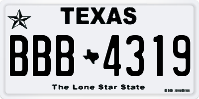 TX license plate BBB4319