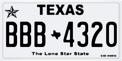 TX license plate BBB4320