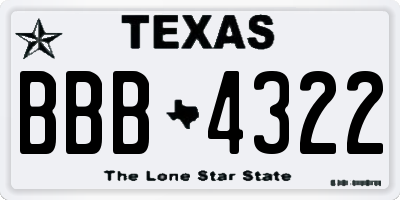 TX license plate BBB4322
