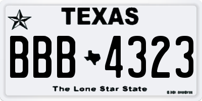 TX license plate BBB4323