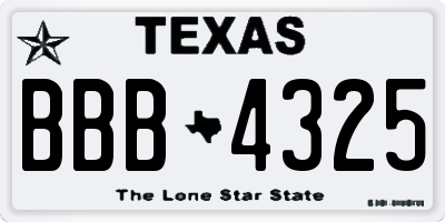 TX license plate BBB4325