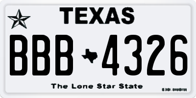 TX license plate BBB4326