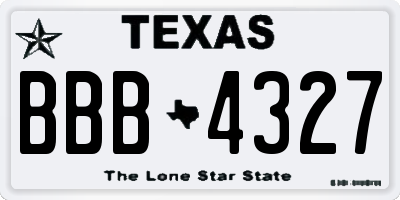 TX license plate BBB4327