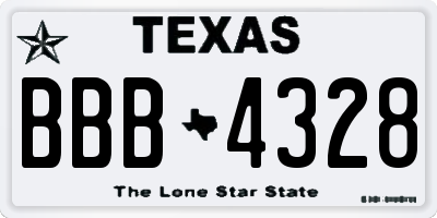 TX license plate BBB4328