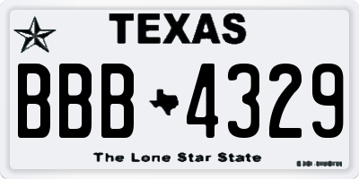 TX license plate BBB4329