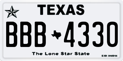 TX license plate BBB4330