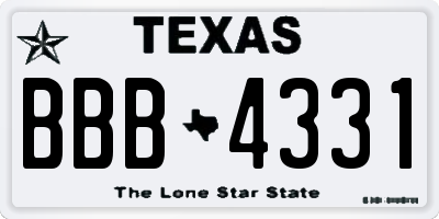 TX license plate BBB4331