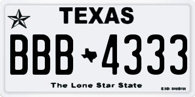 TX license plate BBB4333