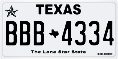 TX license plate BBB4334