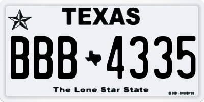 TX license plate BBB4335