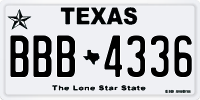 TX license plate BBB4336