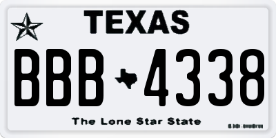 TX license plate BBB4338