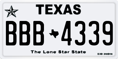 TX license plate BBB4339