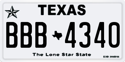 TX license plate BBB4340