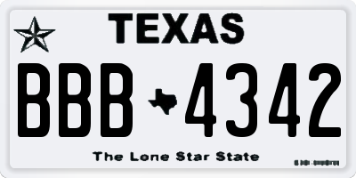 TX license plate BBB4342