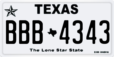 TX license plate BBB4343