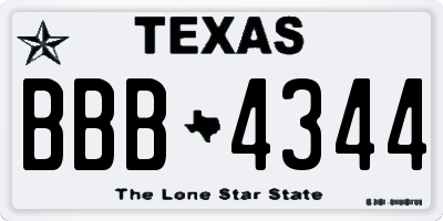 TX license plate BBB4344