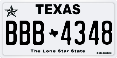 TX license plate BBB4348