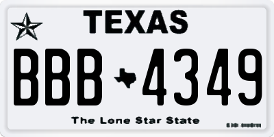 TX license plate BBB4349