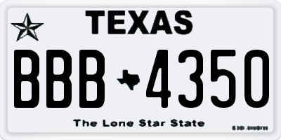 TX license plate BBB4350