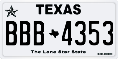 TX license plate BBB4353