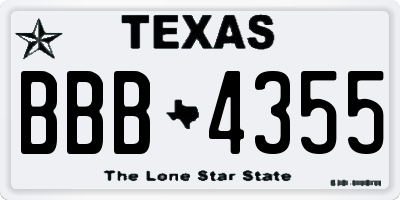 TX license plate BBB4355